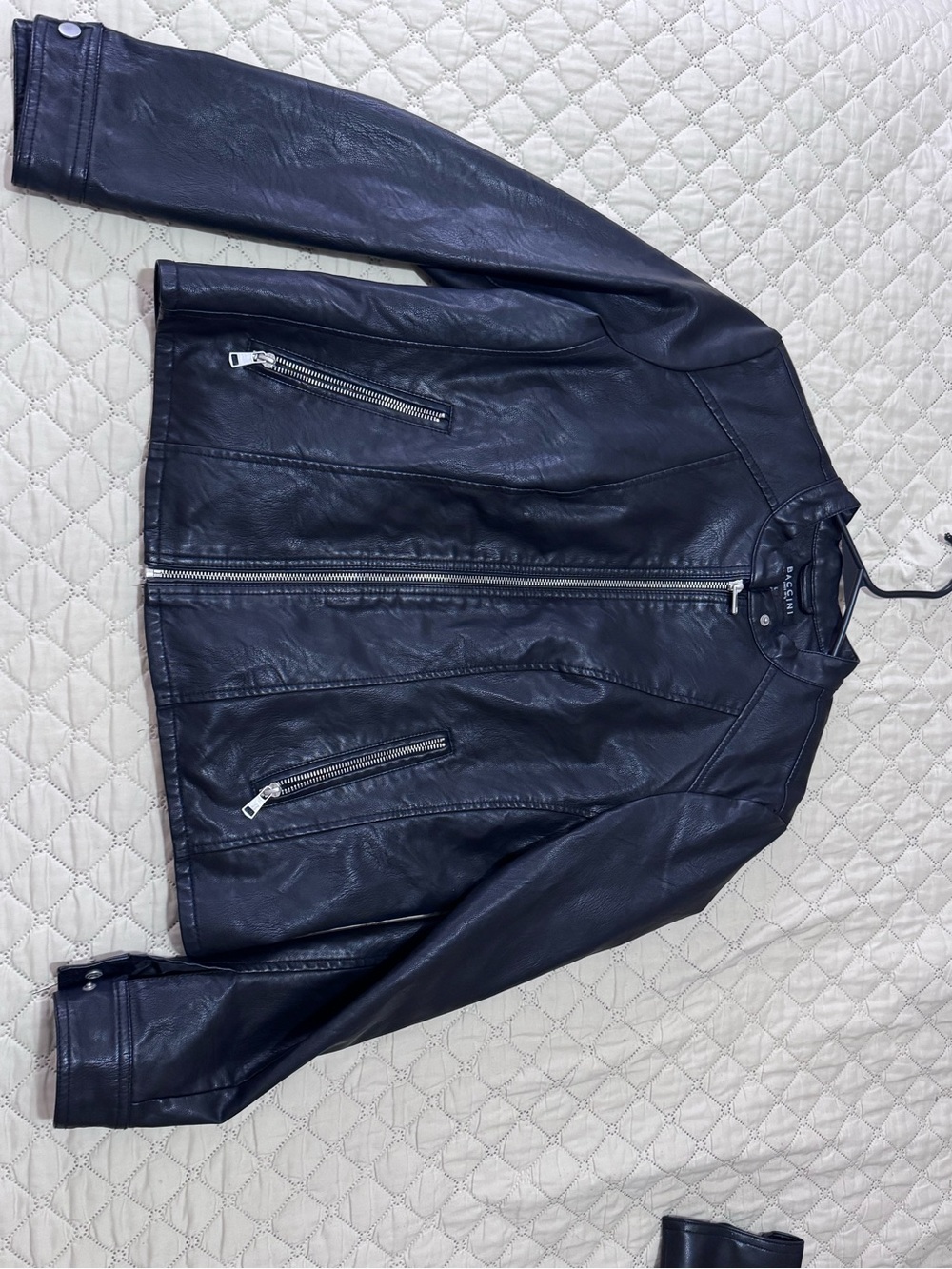 Women's Navy Faux Leather Zip-Front Jacket - Unsigned Brand
